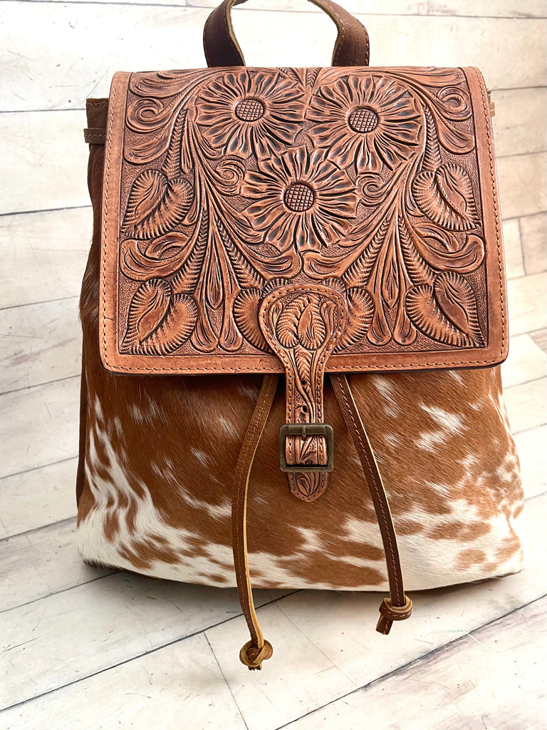 Tooled leather backpack new arrivals