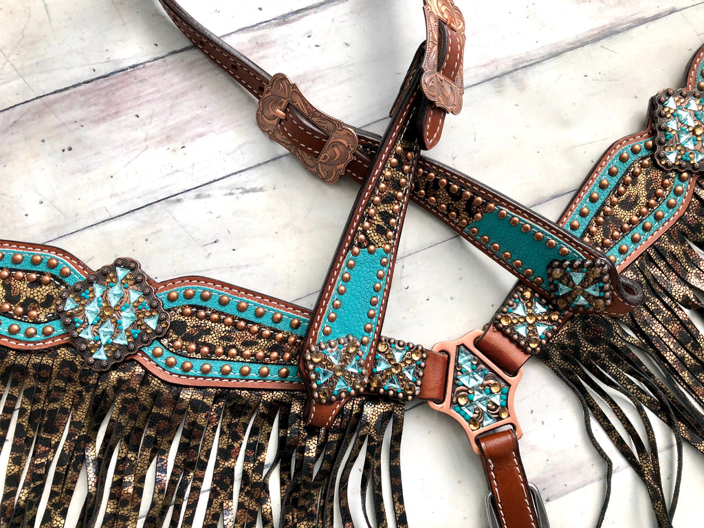 Shimmer Leopard Black Fringe Tack Set – Cowgirl Barn & Tack