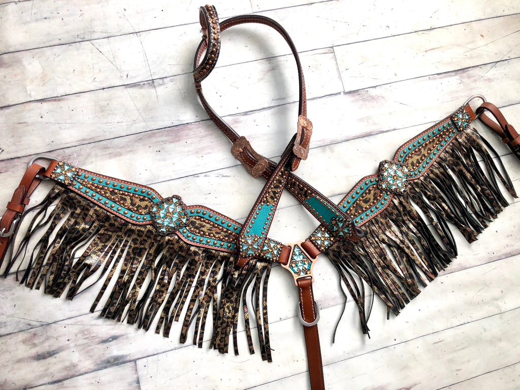 Shimmer Leopard Black Fringe Tack Set – Cowgirl Barn & Tack