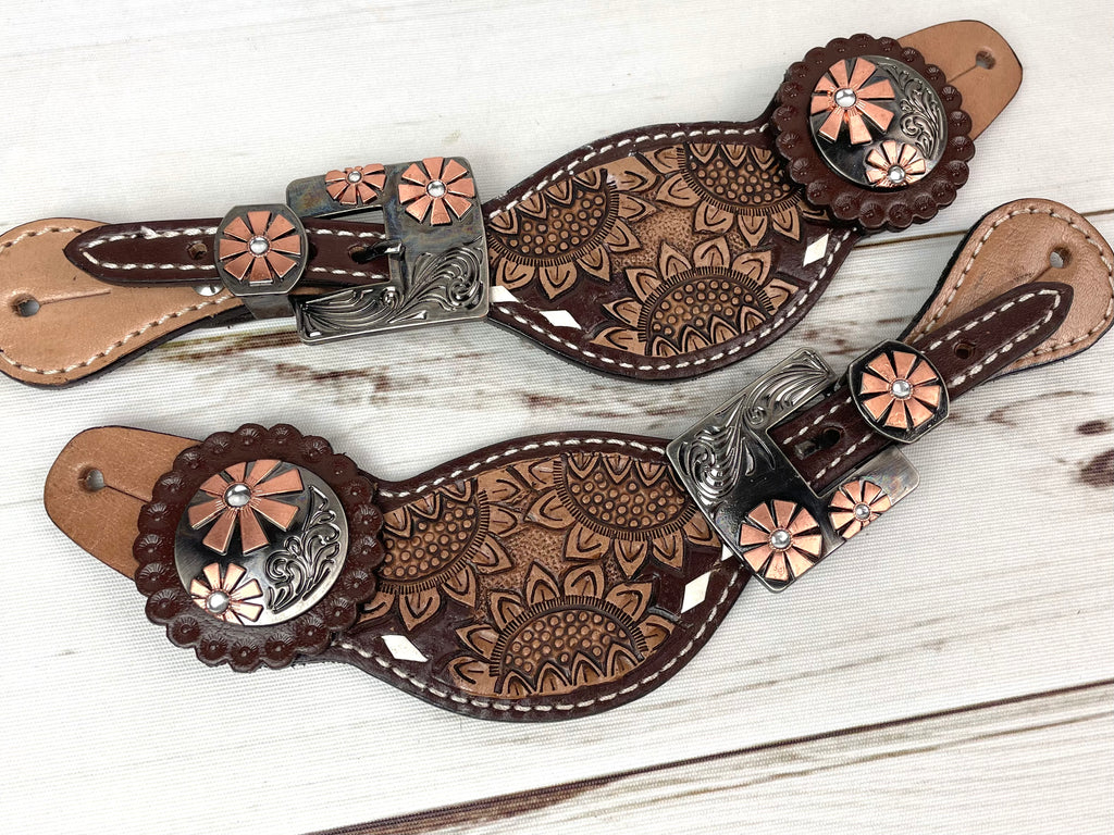 Floral Tooled Leather Spur Straps with Buckles – Hitching Post Supply