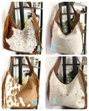 Ranch Tan Cowhide Hobo Fringe Tooled Purse