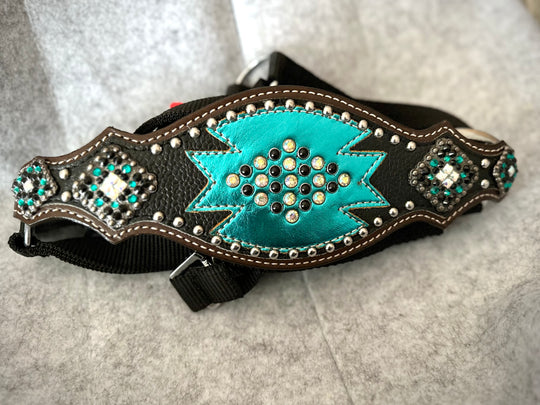 Black & Metallic Turquoise Bronc Halter