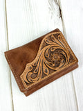 Tri-Fold Leather Tooled Swatch Western Wallet