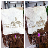 Female Rancher Branded Large Crossbody Bag with Leather Fringe