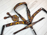 Bold Sunflower Paisley Tooled Leather Tack Set