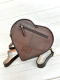 Heart Shaped Cream Floral Leather Tooled Canteen Bag