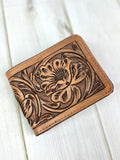 Floral Tooled Leather Bi-Fold Western Wallet