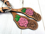 Pink Floral Leather Tooled Spur Straps