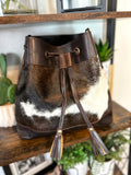 Cowhide and Leather Western Bucket Bag