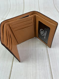 Tri-Fold Leather Cowhide Swatch Western Wallet