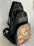 Suede and Leather Retro Stitch Western Backpack