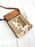 Western Carryall Cowhide and Leather Tooled Crossbody Wallet