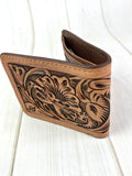 Floral Tooled Leather Bi-Fold Western Wallet