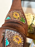 Sunflower Southwest Leather Tooled Sling Bag