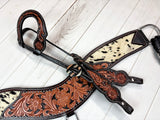 Cowhide with Floral Tooled Studded Tripping Collar