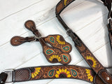 Bold Sunflower Paisley Tooled Leather Tack Set