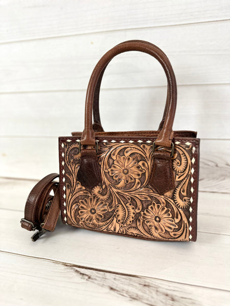 Small Front Floral Tooled Western Purse