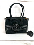 Vintage Black Suede Western Tote