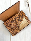 Tri-Fold Leather Cowhide Swatch Western Wallet