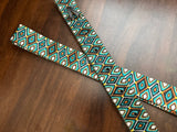 Teal Brown Orange Diamond Pattern Cinch Strap Set