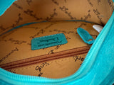 Clearance - Turquoise Suede Round Canteen Crossbody Bag