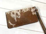 Brown Cowhide Whipstitch Leather Outer Wallet
