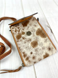 Western Carryall Cowhide and Leather Tooled Crossbody Wallet