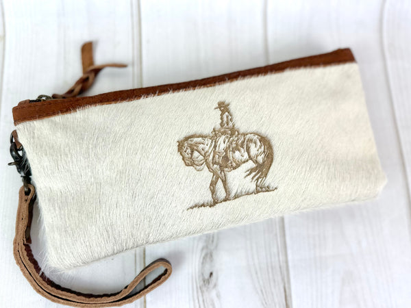 Rancher Branded Cowhide Clutch Wristlet