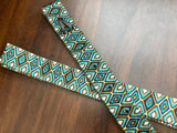 Teal Brown Orange Diamond Pattern Cinch Strap Set