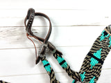 Brown and Turquoise Mohair Tack Set