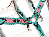 Pink and Turquoise Mohair Tack Set