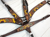 Bold Sunflower Paisley Tooled Leather Tack Set