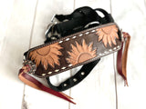 Sunflower Tooled Leather Tassel Concho Tack Set