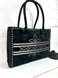 Vintage Black Suede Western Tote