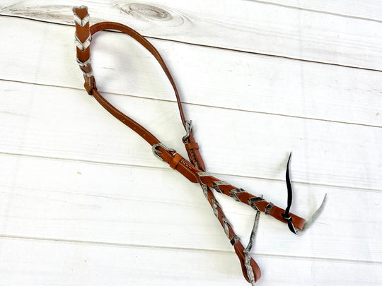 Cowhide Laced Leather One Ear Headstall