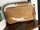 Western Cowhide Leather Handle Shaving and Cosmetic Bag