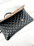 Western Black Quilted Leather Tooled Envelope Style Purse