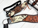 Cowhide with Floral Tooled Studded Tripping Collar