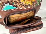 Sunflower Southwest Leather Tooled Sling Bag