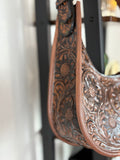 Western Floral Tooled Leather Hobo Purse