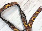 Bold Sunflower Paisley Tooled Leather Tack Set