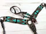 Brown and Turquoise Mohair Tack Set