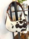 Small Cowhide and Leather Hobo Purse