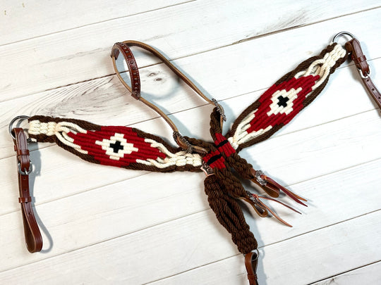 Red, Brown and Cream Corded Tack Set