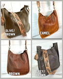 Soft Raw Leather Crossbody Handbag