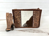 Small Prescott Cowhide and Tooled Leather Handbag
