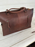Large Tooled Leather & Neautal Toned Wool Tote