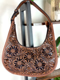 Western Floral Tooled Leather Hobo Purse