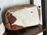 Western Cowhide Leather Handle Shaving and Cosmetic Bag