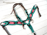 Pink and Turquoise Mohair Tack Set